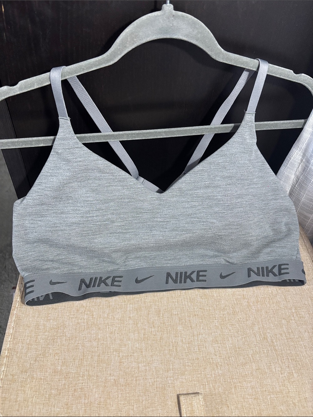 Nike Indy Light Gray Seamless Sports Bra